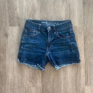 American Eagle Denim Shorts Dark Wash Size 0 High Rise